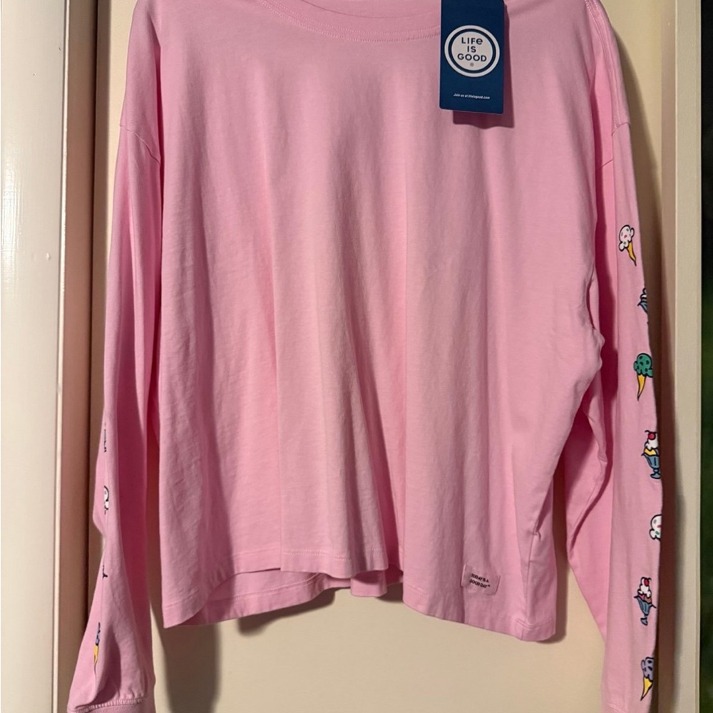 NWT 2X Life is Good pink ice Cream long sleeve tee